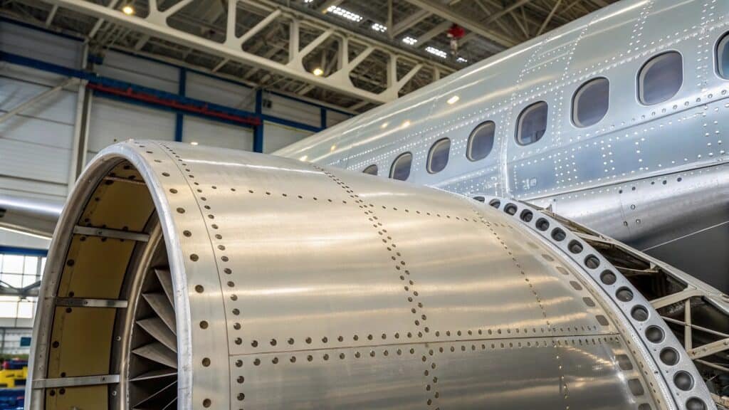 The fuselage of a smaller aircraft being constructed from 6061 aluminum sheets and extrusions.